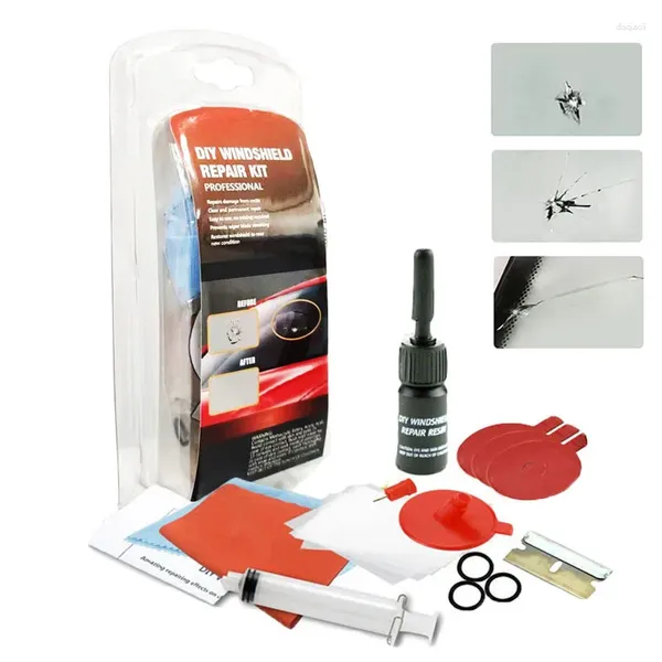 Soluções de lavagem de carro kit de reparo de pára -brisa Ferramentas de líquido de vidro rachado Resina Sealador Diy Auto Windsold Crack Chip Scratch Remover