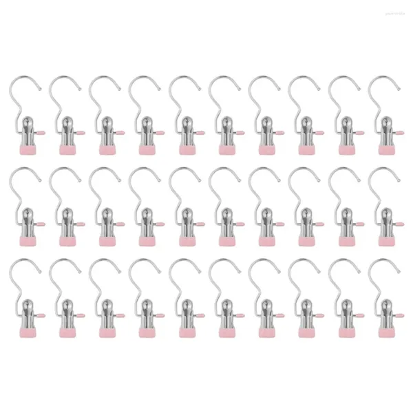 Kaşıklar Ağır Hizmet Asma Kanca Klipsleri Çamaşır Çamaşırhanesi Klipsleri İçin Askılar Havlu Havlu Pembe 30 PC