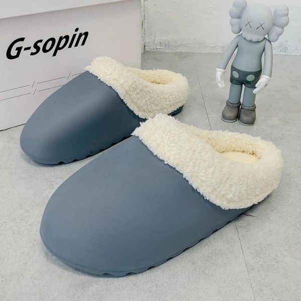 Pantofole per suola morbida da donna sandali scarpe da pavimento interno piatto autunno inverno caldo slippista di cotone peluche vetrini camera da letto