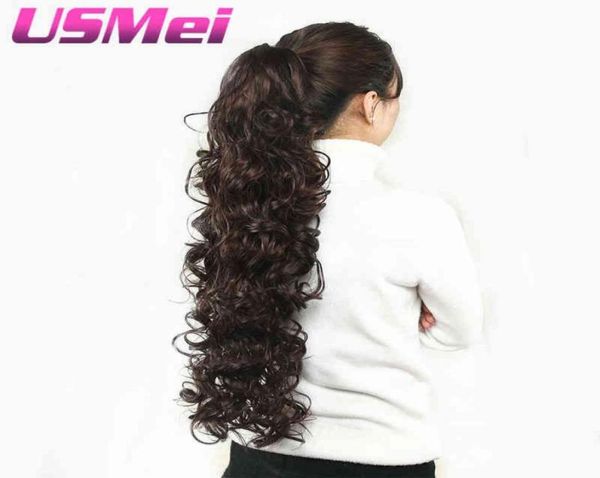 USMEI 32 pollici lunghi artigli ricci coda di coda finta estensione di capelli falsi code per cavalli per trecciano capelli sintetici 2101089711044