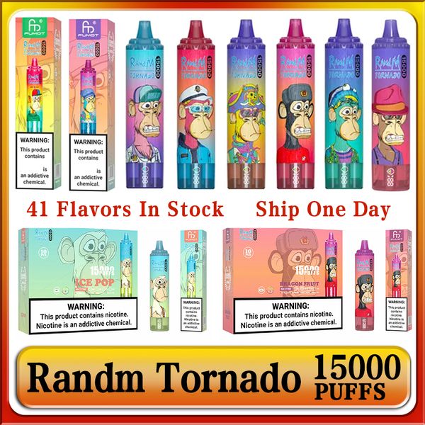 Fumot Randm Tornado 15k 15000 Puffs Vape descartável de caixa digital com 25 ml de vagem pré -enchida com capacidade de vapor de 850mAh recarregável