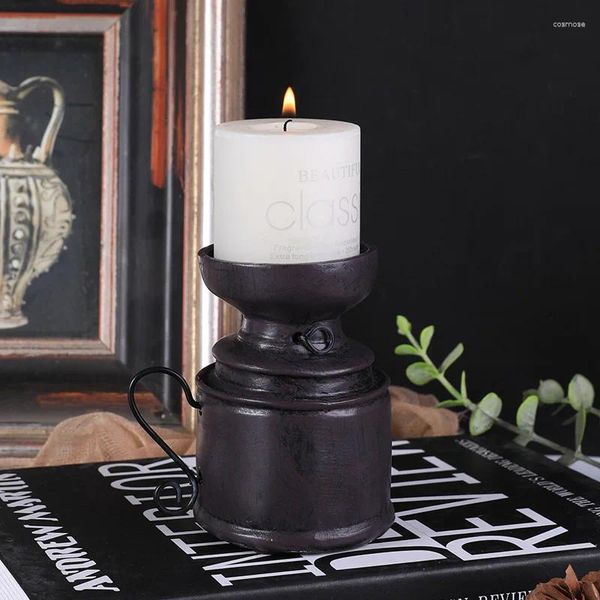 Titulares de vela Decoração de casa retro parafina em forma de lâmpada de lâmpada de resina Mesa de jantar Ornamentos Creative Candlestick de querosene criativo