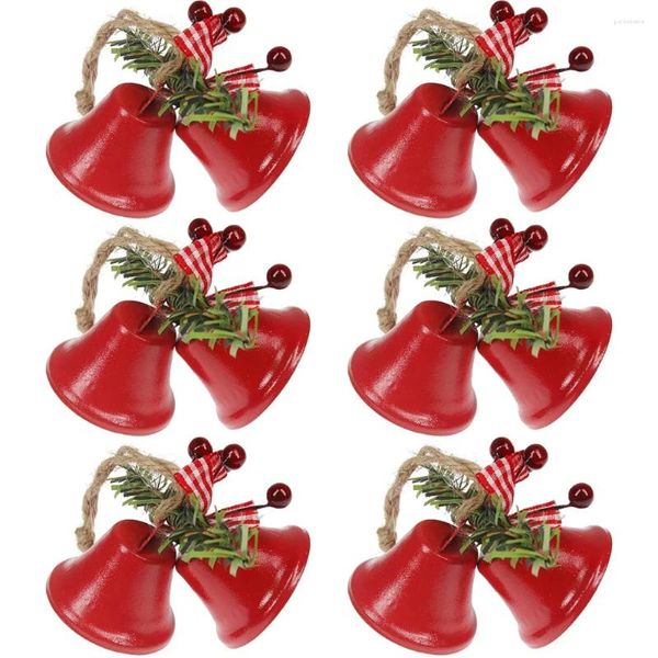 Vasos Red Christmas Bells Tree pendurando ornamento metal jingle para decoração de férias