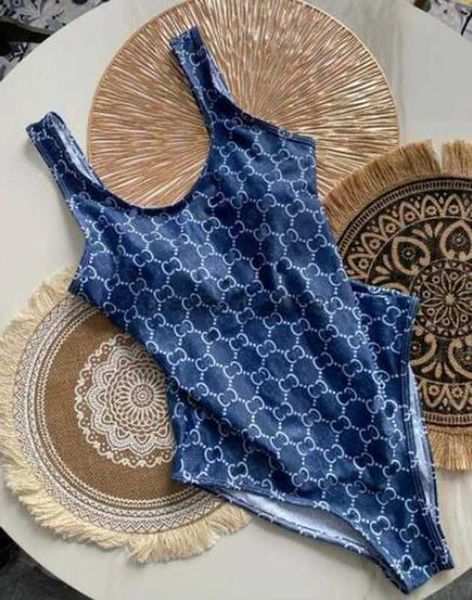 Stampa classica Lettera di costumi da bagno femminile Designer da bagno One Piece Swimsuits Fashion Monokini Coffee Blue Blue Bikini Set Women Beachwear Abbaccini da bagno Push Up Bathing Sumpes JJ83553