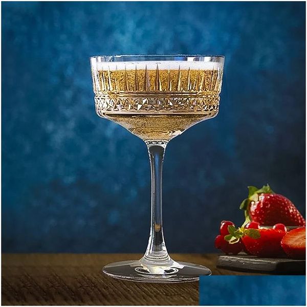 Weingläser 12pcs Champagnerglas geschnitztem Mund Martini Haushaltsdessert Becher Cocktail Goblet 221124 Drop Lieferung Dhlji