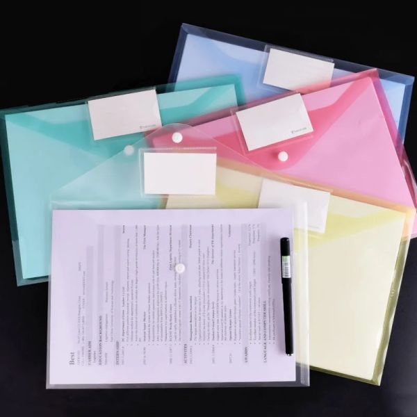 Cartella 12pcs A4 File trasparente PP Binder Binder Waterproof File File Archiviazione Documento business Documento Organizzatore Office Forniture