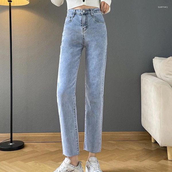 Frauen Jeans dünn für Frauen weibliche Denim Bleistifthose Hellblau Farbe Dehnungs elastischer schwarzer Plus Größe