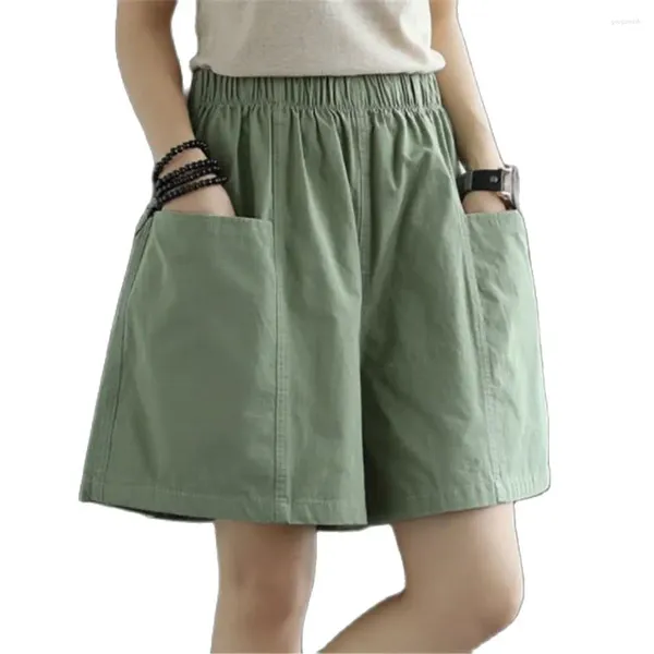 Calça feminina de verão shorts shorts altos algodão largo casual fino perna larga esporte reto saias curtas capris ao ar livre