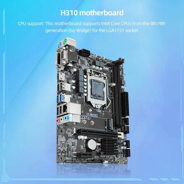 Motherboards LGA1151 PC Mainboard H310 Desktops Motherboard 32GB VGA/HDMICOMPATIBLE/DVI -Ports Microatx DDR4 Motherboard 100m Netzwerk