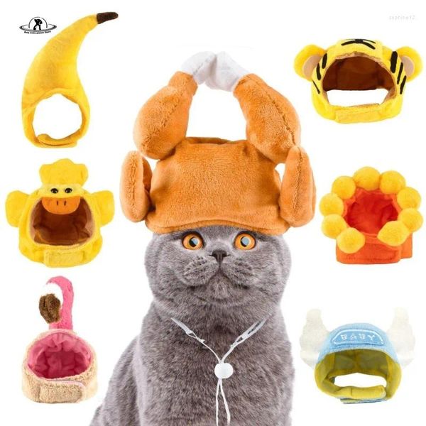 Hundebekleidung Haustierkatze Kopfbedeckung Lustiger Cartoon Hut warm warm kurze Plüschohren Supplies Party weiche süße kleine Accessorie