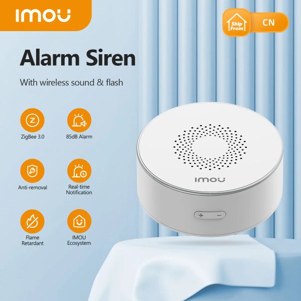 Детектор Imou Wi -Fi Siren Siren Smart Life 85db громкий динамик Zigbee 3.0 с стробом Flash Siren