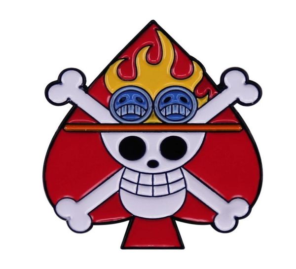 Film One Piece Fire Fist Ace Logo Spettatura anime Badge Metal Horror Heart Skull Pin Accessori amanti anime Accessori 5747983