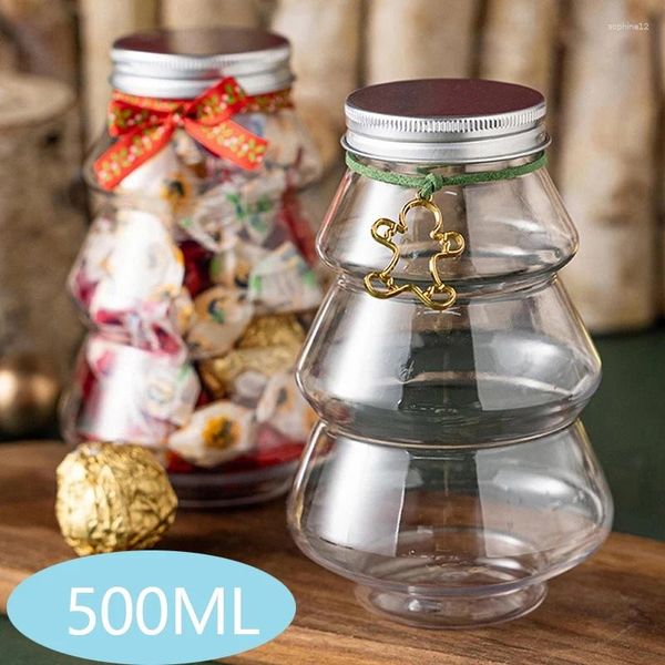 Geschenkverpackung 500ml Weihnachtsbaum süße Jar Kinder bevorzugt DIY Candy Cookie Snack Schokoladenverpackung Jahr Dekorationsboxen