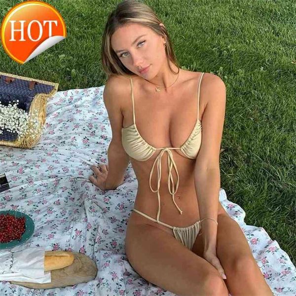 Designer Sexy Bikini Conjuntos 2024 Novo Moda Autuspin Fashion Sexy Swimsuits Brasiles Micro S Set Party Casual Thong Beach Bathing Momen 210722