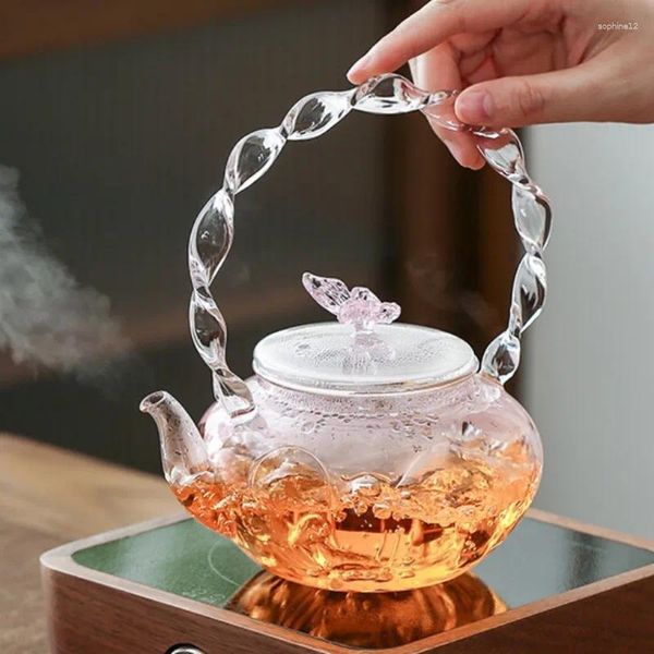 Bicchieri da vino 700 ml di vetro altamente borosilicato tè rosa farfalla POCCHIA FLOORE E OFFERTA DI TEAPOT