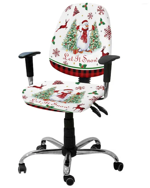 Stuhl Deckt mit Weihnachten Schneemann Schneeflocken Elch Elastic Sessel Computerabdeckung Abnehmbares Büro -Slipcover Split Seat