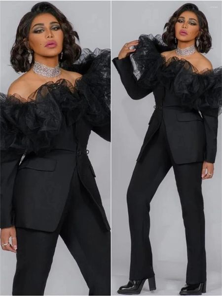 Frauen zweiteilige Hosen charmant von Schulter Slim Fit Suits Set für Frauen Büro Damen formelle Kleidung maßgeschneiderte Party -Prom -Kleider Mode