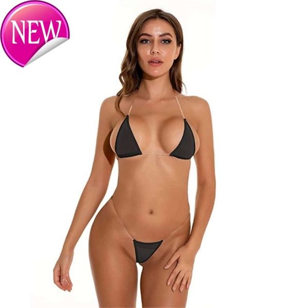 2024 Designer di alta qualità da bagno Micro Sexy Women Swimsuit Female Biquini Mini S Solid Color Net Net Gelio Traccia gel di silice trasparente