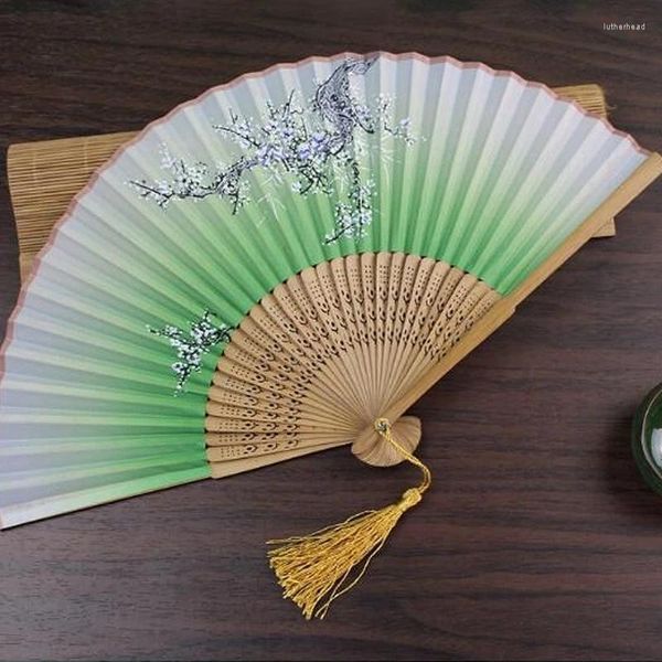 Figurine decorative Flowing Flowing Fan Fan Vintage Bamboo Hand Hand Fans Treaks Dance Home Decorations Music Festival Gift Festival