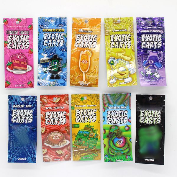 Leere 10flavopps exotische Karren Verpackung Packung Beutel Paket wiederverschließbare Plastiktüten 1 Gramm 5x12 cm für 1,0 ml 510 Tank