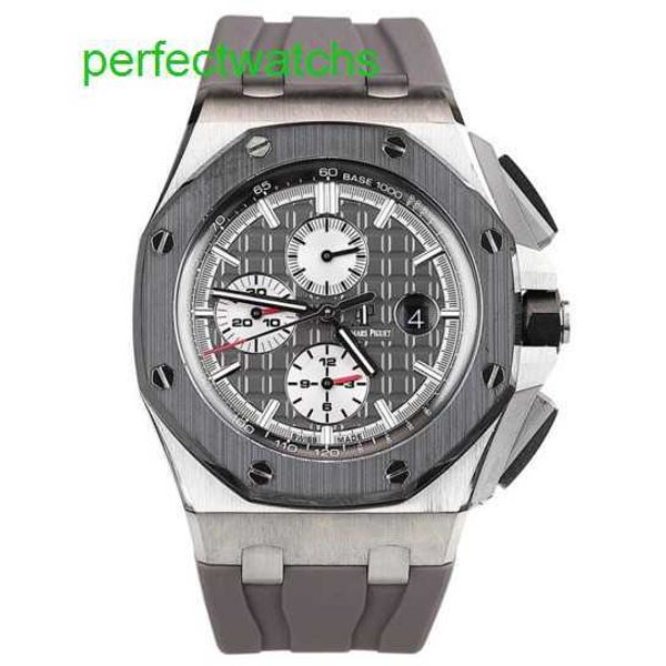 Top AP Forist Watch The Royal Oak Offshore 26400 Автоматический механический мужской спинку через движение титановая металлическая черная керамическая рамка диаметром 44 мм