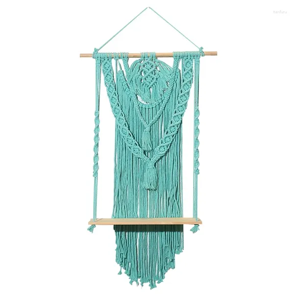 Placas decorativas JFBL MACRAME PARA HELHELTURA PLATA BOHO Flutuante artesanal (Lake Blue)