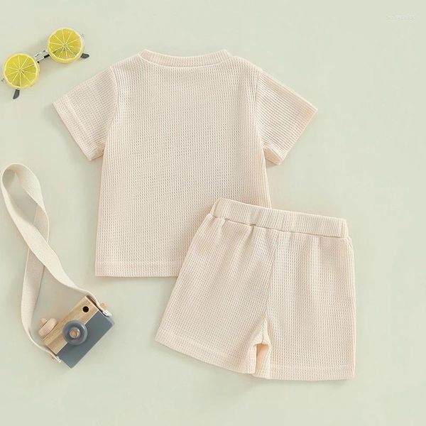 Set di abbigliamento Mama S Sunshine Baby Boy Outfit Summer Letter ricamato a maniche corte top shorts Shorts set waffle blew abiti