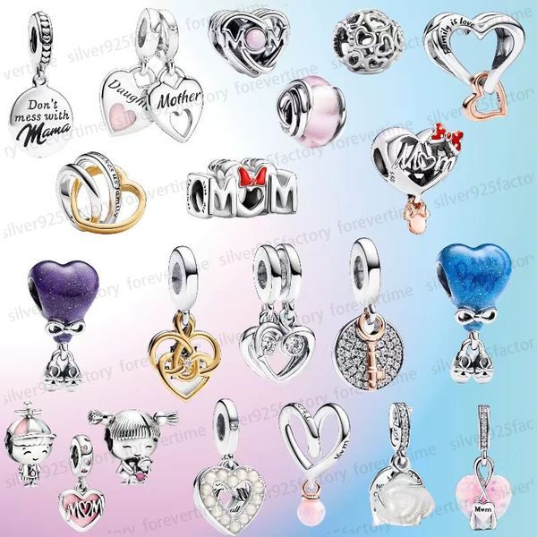 Neues 2024 Muttertag Geschenk mit Original -Box -Designer -Armbändern für Frauen passen Pandoras Mütterliche Freude Charm Set Armband Halskette Liebe Mutter Herz Dangle Charm Schmuck Schmuck