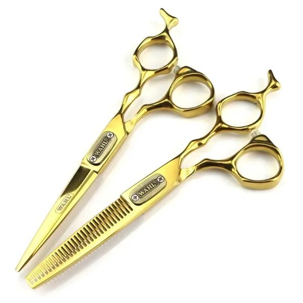 Professionelles Japan 440 ° C Stahl 6 Zoll Bullenkopf Haar Schnittschere Haarschnitt Ausdünner Friseur geschnittene Schere Schere Friseur Professional 6 Zoll Friseur geschnittene Schere geschnitten