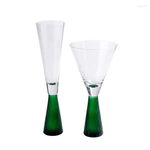 Copos de vinho criativos dourados prateados de vidro verde phnom penh cálice champanhe copa festas domésticas festas de casamento drinkware