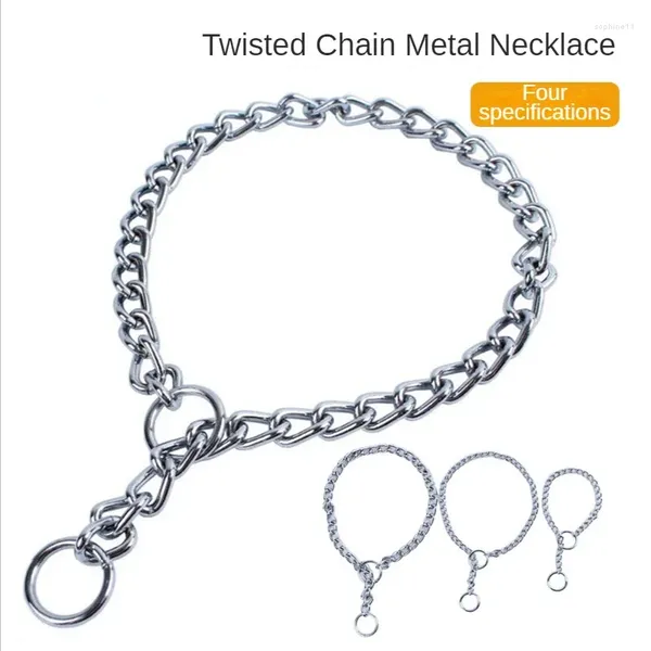 Colarinhos de cães vendendo spot spot por atacado Pet Double Circle Twisted Chain Chrome Plato de ferro caminhar