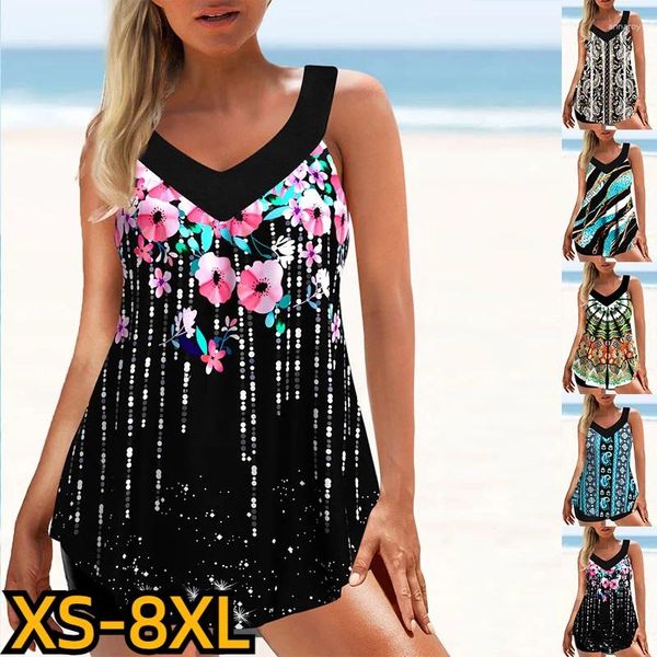 Swimwear femminile 2024 abbigliamento da spiaggia sexy monokini stampato a due pezzi tankni femminile estate alta costume da bagno a vita alta