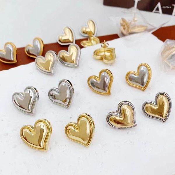 Brincos de garanhão 5Pairs Heart Heart Smooth Metallic Vintage Classic Women Women Jewelry Gift 30875
