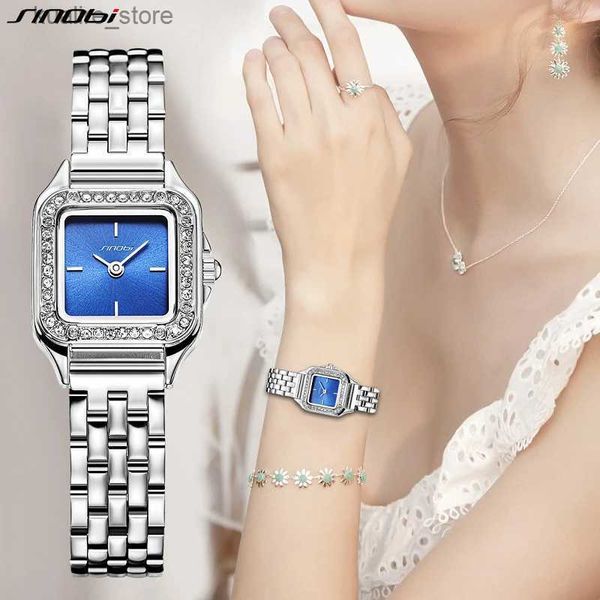 Relógios femininos Sinobi Diamond Design Mulheres es Moda Aço Antelhado Womans Quartz Wristes Top Luxury Ladies Relógio Relógio Feminino L240402