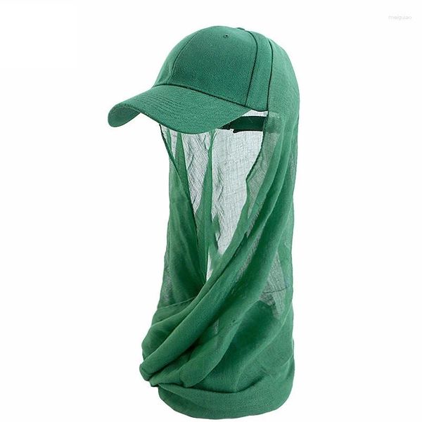 Этническая одежда Мусульманская хиджаб с бейсбольной шапкой сетчатой шарф козырька солнце