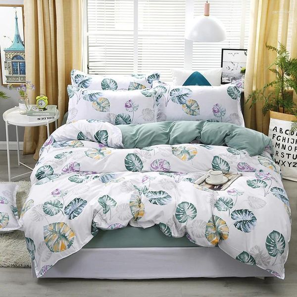 Bettwäsche -Sets Blue Bananenblatt Muster Set Bett Auskleidung Duvet -Abdeckblech Kissenbezüge für Bett49