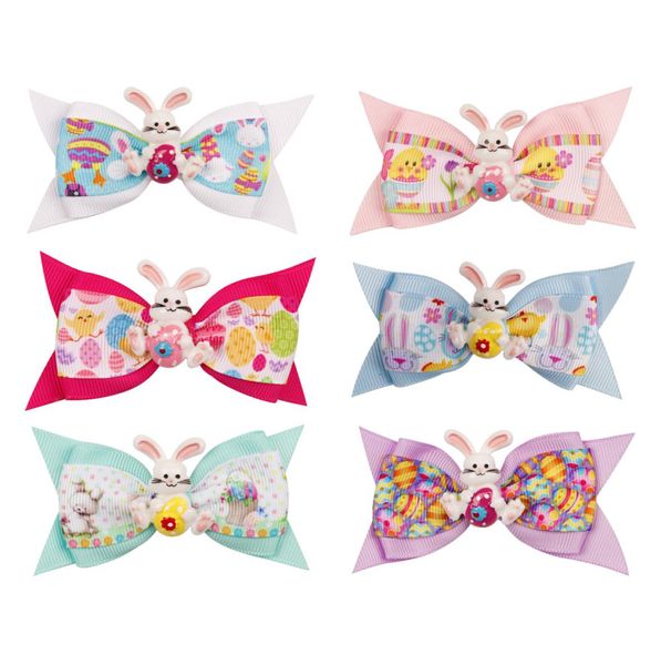 Pasqua di coniglio in fiocchi di coniglio da 3 pollici a farpin carichi di coniglietto a coniglietto per bambini039s Accessori per le vacanze a fiore a clip per capelli m7551641