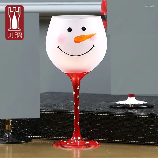 Copos de vinho criativos e personalizados pintados à mão Red Glass Alta Borgonha Decorações de Natal Presentes de Natal Uso em casa
