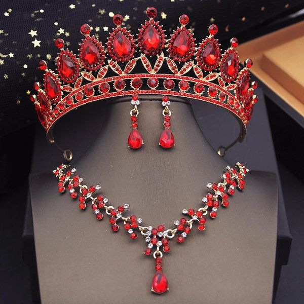 Kalite Gelin Tiaras Düğün Taç Kolye Küpe Setleri Parti Balo Kızları Kostüm Mücevher Seti Gelin Aksesuarları 240401