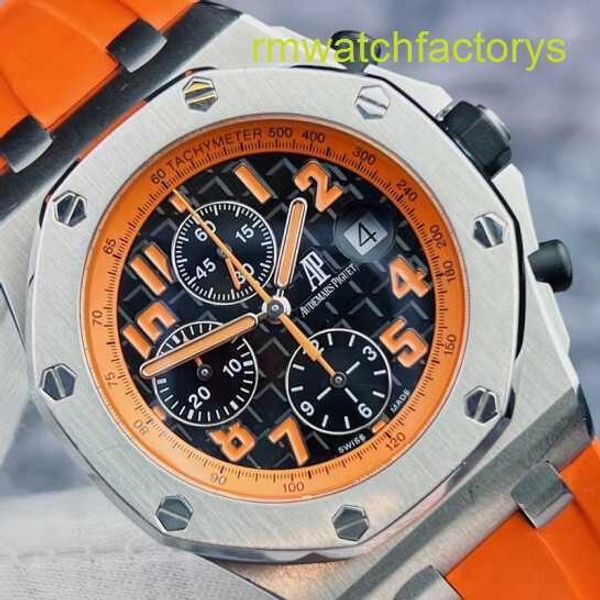 Perfect AP Wristwatch Royal Oak Offshore Series 26170ST Orange Vulcão Face Cronometer Mechanical Mechanical MenCs Watch