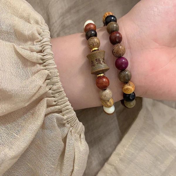 Strang chinesischer Stil aus dem chinesischen Stil mit Sandelholz mit Multiperlen Perlen Armband Bambus Joint Frauen altes Zen -Gebet