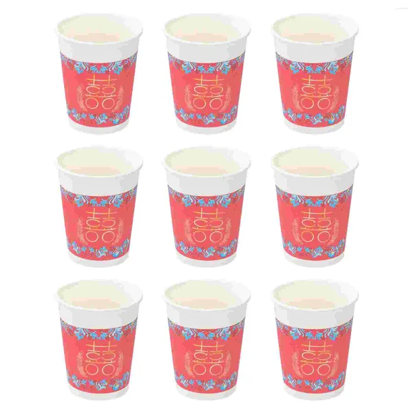 Copas descartáveis Pelas de 50 oz de papel chinês de café vermelho bebida de bebida para casamento