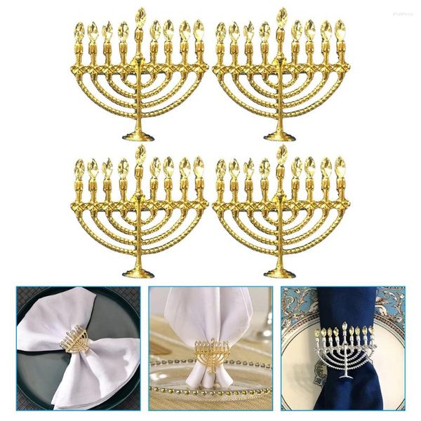 Tischtuch 4 PCs Party Serviettenschnallen Ring Ring Wear-Resistant Serviette Menorah El Hanukka Legierung Dekorative Banketthalter