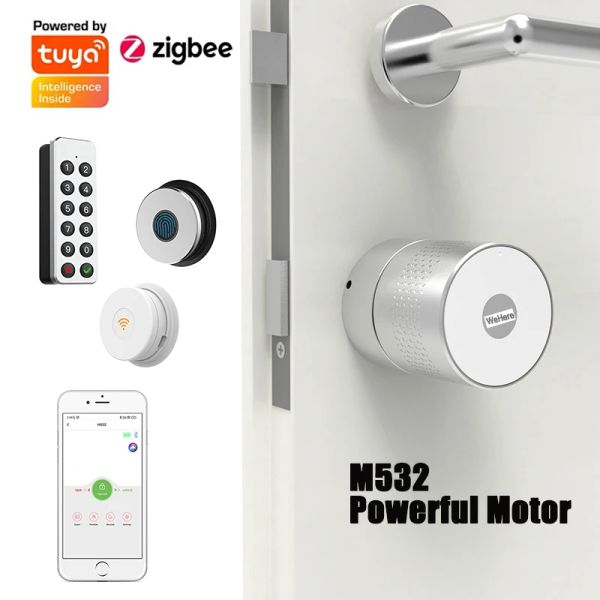 Blocca tuya wehere app m532 serratura smart port smart motor più forte tuya zigbee impronta digitale blocco elettronico usa il cilindro originale