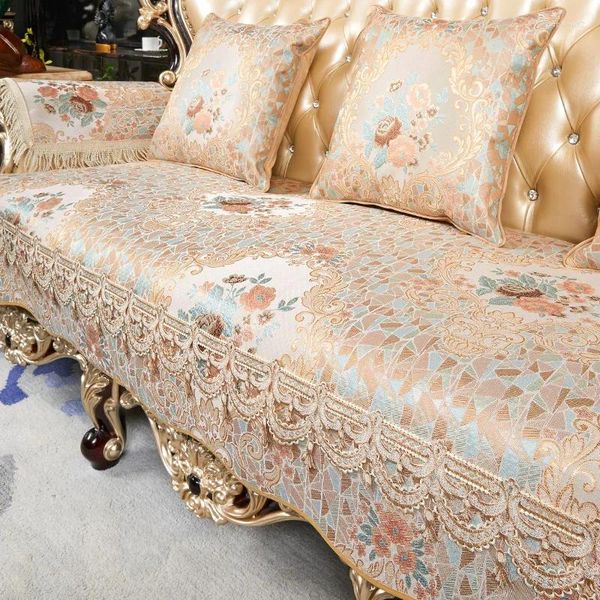 Camas de cadeira Capas de sofá de luxo europeias Bordado vintage Slipcover