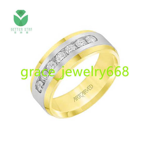 Eşsiz Pave Yuvarlak CVD Sentetik Elmas Yüzük Erkekler Laboratuar Grown Diamond Ring 18 K Beyaz Altın Elmas Büyük Yüzük Bandı Erkekler