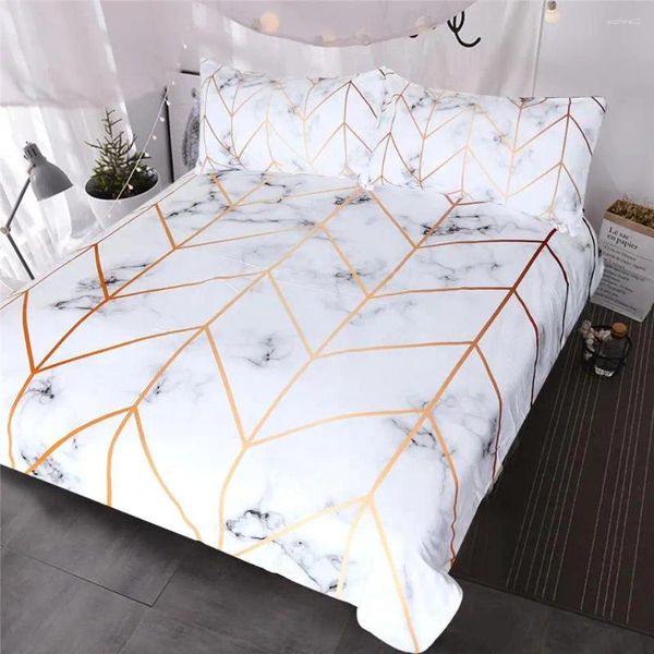 Bedding Sets 20hm Life Marble Texture Set Black White Golden Duvet Capa de 3 peças Cama elegante Natureza inspirada na cama