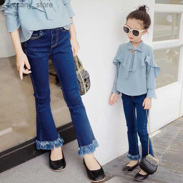 Hose Mädchen Jeans 2022 Neue Frühlingsherbst Herbstfarbe Quasten Hosen Außenkleidung Baby Kinder Fashionab Hosen Kinderhosen L46