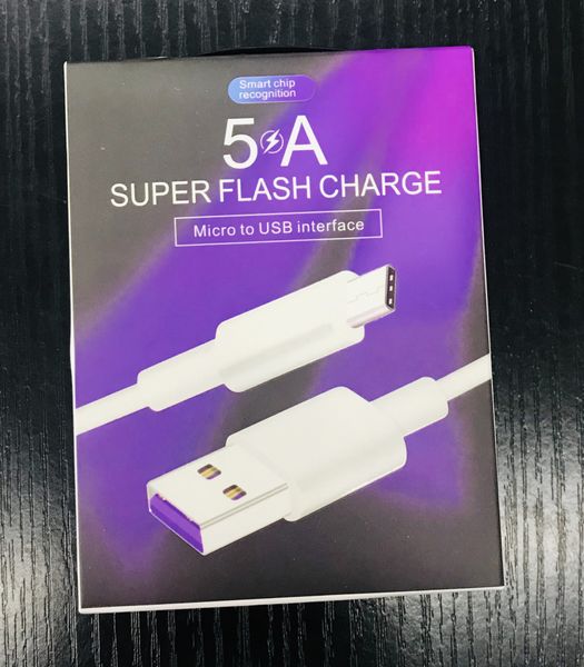 Carga rápida 5A Cabo USB tipo C para Samsung S20 S9 S8 Xiaomi Huawei P30 Mate40 Pro Mobile Charging Wire Blcak Cable