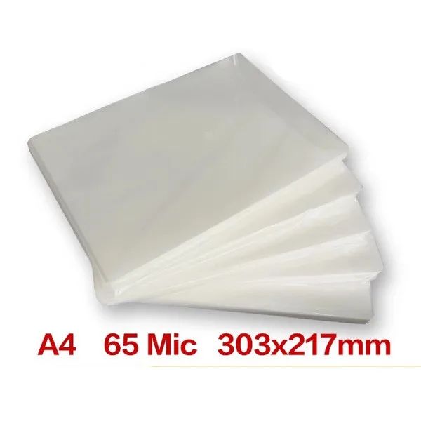 Laminator 100 folhas/pacote A4 65mic 303x217mm Laminador Flim Pet+EVA Material 100pcs/pacote para foto/arquivos/cartão/imagem Filme laminado